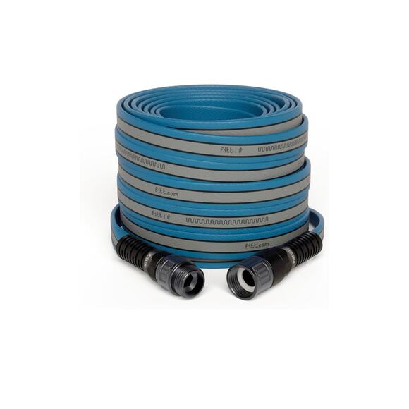 FITT HiFlo 50 ft Drinking Water Safe Lightweight Blue Hose w/ Aluminum Couplings - Picture 1 of 6